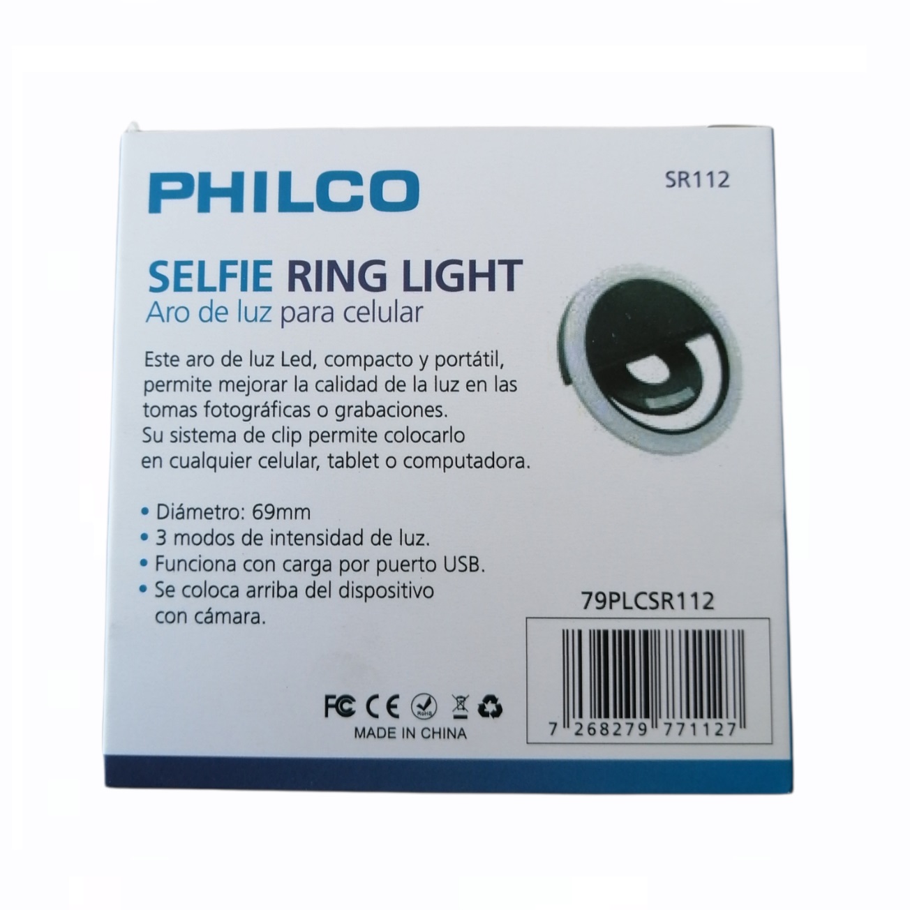 Aro Luz Led Celular Para Selfies 3 Modos De Luz Recargable