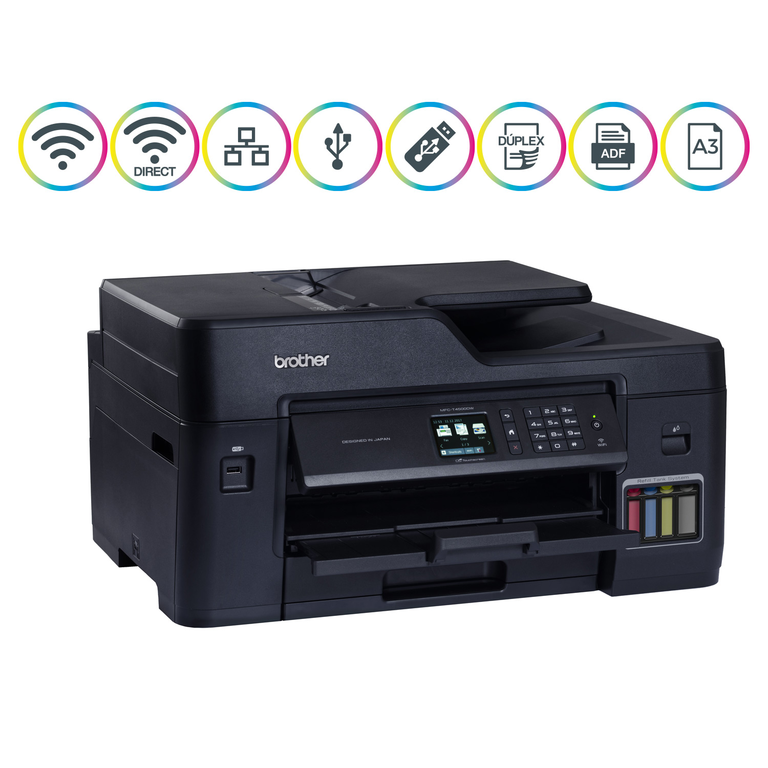 Impresora Multifuncional Brother A3 con sistema continuo MFC-T4500DW –  TelSoft