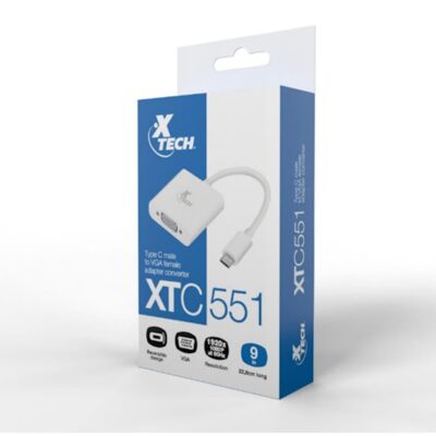 Adaptador XTech XTC-551 de USB-C a VGA Full HD 60Hz Blanco