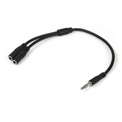 Adaptador Divisor de Audífonos x 2 Mini-Jack 3,5mm Negro
