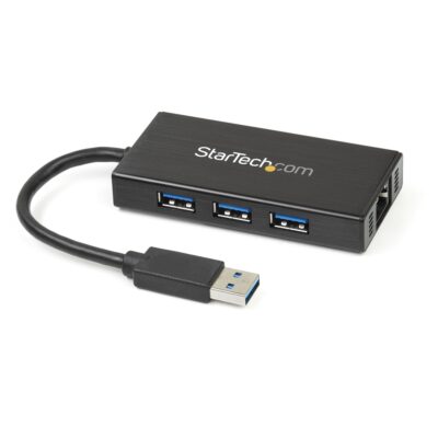 Hub Startech USB 3.0 de 3 Puertos con Adaptador Ethernet