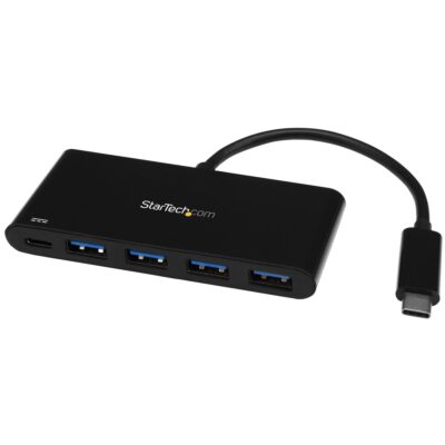 Hub Concentrador Startech USB 3.0 de 4 Puertos con PD Negro